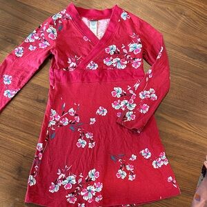 Tea Collection Dark Red Floral Kids Dress